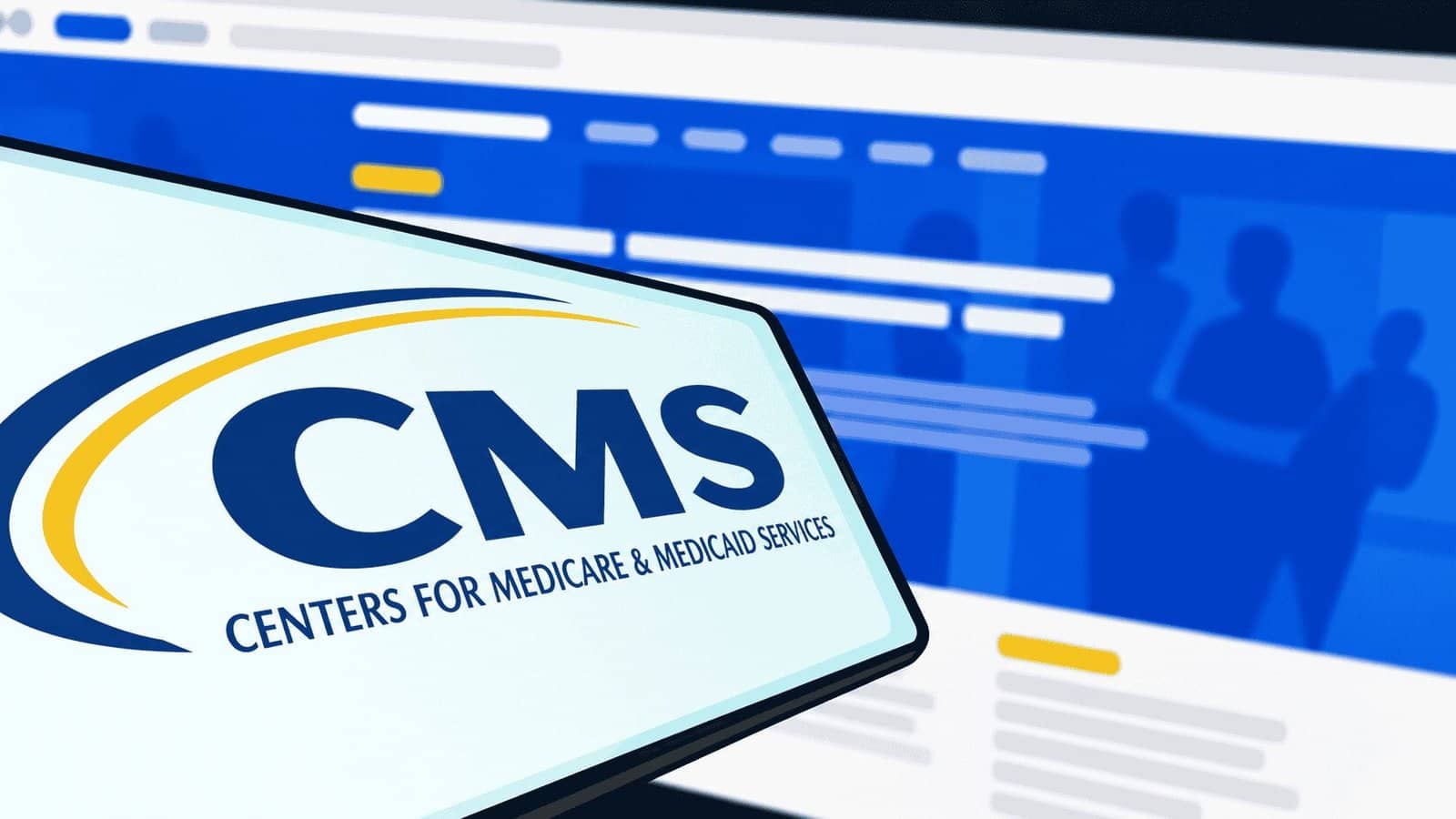 Caricature image of CMS logo on the screen