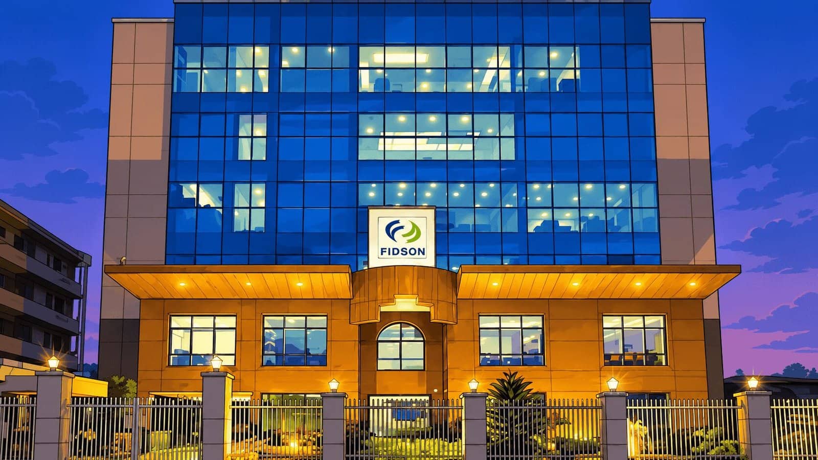 Caricature image of Fidson Healthcare building